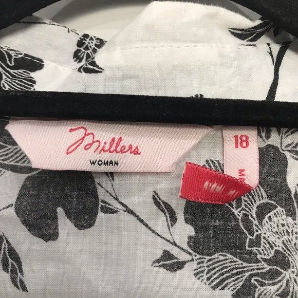 Millers Women’s Floral Black & White Button Up Shirt Plus Size 18 Excellent Cond - Picture 3 of 4